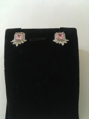 Pink Sapphire White Topaz Earrings - Image 1 of 3