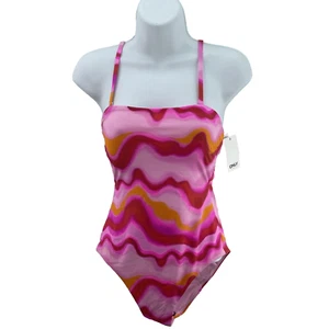 Only Rosalia Bandeau Brief Swimsuit, Size XS, Pink Heat Waves - Picture 1 of 11