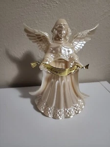Vintage Weiß Gold Weihnachten Engel Baumspitze Harz Cartapesta Stil - Bild 1 von 6