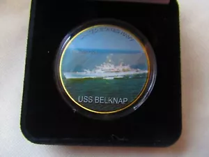 MARINA DEGLI STATI UNITI - USS BELKNAP DLG-26/CG-26 Moneta sfida con scatola di presentazione - Foto 1 di 12