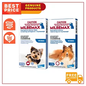 Milbemax Allwormer Dog worm treatment 2 Tablets for Small and Large Dogs - Picture 1 of 4