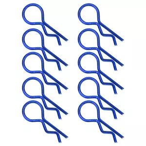 BLUE 10Pcs RC Car Shell Clip RShape Metal Body Clips Pins For 1/5 1/6 1/8 HR - Picture 1 of 22