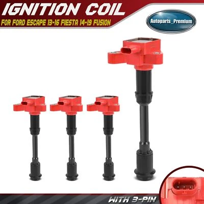 4 красные катушки зажигания для Ford Escape 2013-2016 Fiesta 2014-2019 Fusion 2013-2014 - Изображение 1 из 4