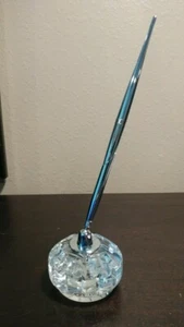 Elegant Waterford Crystal Desk Paperweight Pen Holder w/pen- signed - Picture 1 of 4
