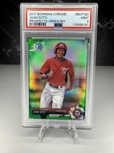 2017 Bowman Chrome Prospects Juan Soto #BCP180 rifrattore verde /99 (RC) PSA 9 - Foto 1 di 2