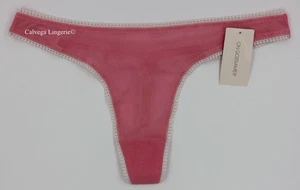 Neu mit Etikett OnGossamer 3512 "Hip G" niedriger Netz-Tanga, koralle/weiß, L/XL - Bild 1 von 5