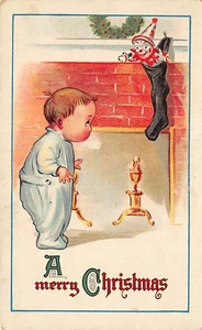 Postal: Feliz Navidad, niño pequeño y medias, DB publicada 1915 - Imagen 1 de 2
