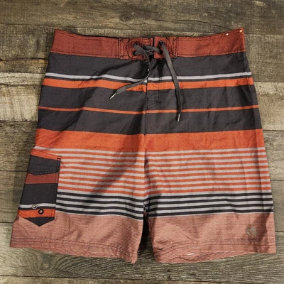 OC Ocean Current Board Shorts Mens 38 Swim Trunks Orange Striped Pocket  - Image 1 of 4