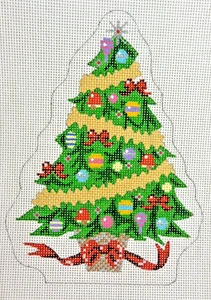 Hand-painted Needlepoint Canvas, Christmas Tree, "18" mesh - Picture 1 of 1