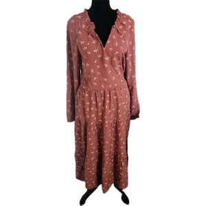 Maxi Vestido Bohemio Manga Abullonada Estampado Floral Lucky Brand para Mujer XLarge Óxido  - Imagen 1 de 5