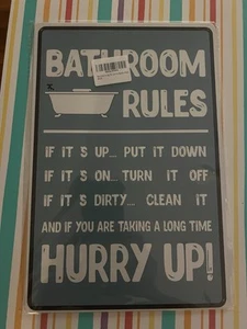 Bathroom Rules Hurry Up Home Malls Restaurant Quote Notice Aluminum Metal Sign D - Picture 1 of 4