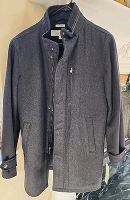 Nuevo con etiquetas Abrigo Perry Ellis Portfolio Para Hombres Largo Medio Mezcla Lana Gris Oscuro M Foto 1 de 4