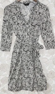 BCBGMaxAzria Minikleid Wickeldruck 3/4 Ärmel gebunden Taille Large - Bild 1 von 6