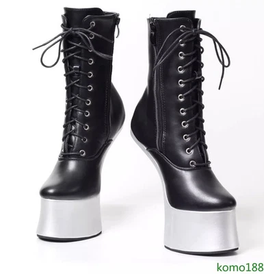 Lady Women's Short Ankle Boots Super High Heels Nightclub Dress Pole Dance - Image 1 of 4