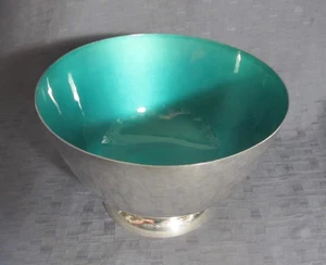 Sterling Green Enamel Modernist Towle Bowl 6.5 Tr. Oz 5" Wide - Picture 1 of 7
