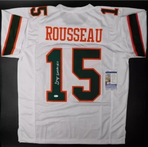 Gregory Greg Rousseau signiertes Miami Hurricanes Fußball Trikot Rechnungen JSA COA W - Bild 1 von 3