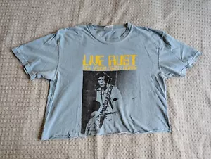 Neil Diamond Shirt Women Medium Blue Cropped Live Rust Crazy Horse Comfort Color - Picture 1 of 8