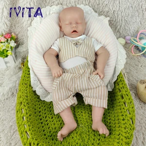 IVITA 18''Full Silicone Doll Eyes Closed Boy Lifelike Reborn Baby Doll - Picture 1 of 7