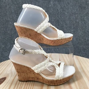 Franco Sarto Heels Womens 6.5 M Carnation Slingback Wedge White Faux Leather - Picture 1 of 18