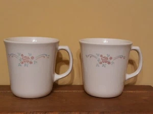 Vintage Corelle Pink & Blue English Breakfast Mugs - set of 2 - Picture 1 of 5