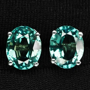 Velvety Teal Blue Tourmaline Rare 7.30Ct 925 Sterling Silver Handmade Earrings - Picture 1 of 6