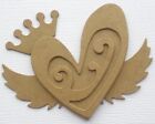  3 HEART, WING  CROWN - Bare Vintage Unfinished Chipboard Die Cuts