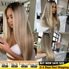 Ash Blonde Highlight Lace Front Human Hair 13X6 Straight 13X4 Transparent Hd Wig