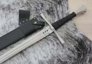 45” Medieval Longsword Two Handed Razor Sharp 7mm Thick Blade SHARP Double Edge - Picture 1 of 12