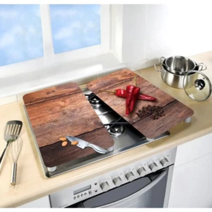 Wenko Glasabdeckplatten 2er Set Peperoni Glas Schneidebrett Abdeckplatten Herd - Bild 1 von 3