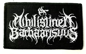 Nihilistinen Barbaarisuus schwarz-weiß Siebdruck Logo Aufnäher schwarz Metall - Bild 1 von 2