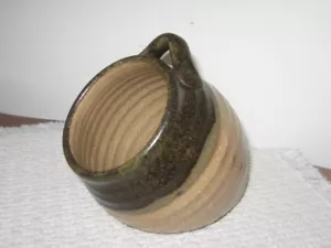 Studio Art Pottery Side-Angled Stoneware Glazed 2-Tone Brown Succulent Pot - Picture 1 of 9