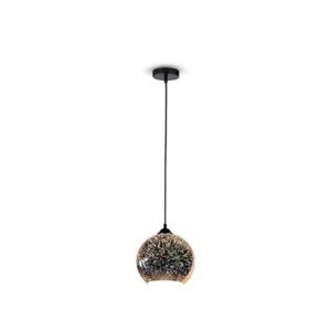 Lampadario Led a Sospensione Campana in Vetro Colore Cromo Specchio con Effetto - Foto 1 di 3