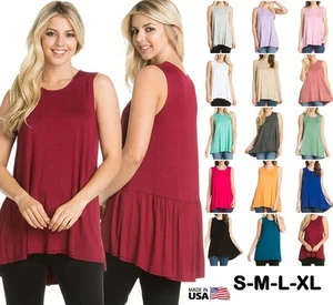 VENDITA FINALE CON Tunica Tank Top Abito Senza Maniche Scoop Collo Alto Basso Camicia S M L XL - Foto 1 di 60