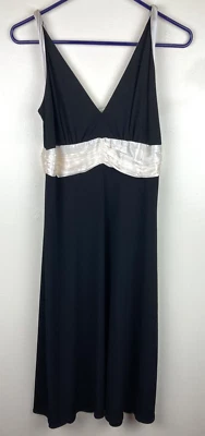 Nuevo con etiquetas con defectos Vestido de cóctel Calvin Klein para mujer talla 4 Slvls tejido negro ribete de seda Foto 1 de 4