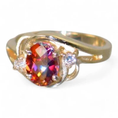 Anillo de mujer Twilight Fire Topacio, oro macizo de 10 KY o 14 KY, R183 Foto 1 de 4