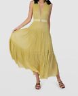 $412 Sabina Musayev Women&#39;s Yellow Ray Tiered Bow Maxi Dress Size Medium