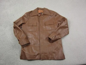 Vintage Youngbloods Jacket Mens Medium Brown 60s 70s Disco Cowboy Pleather - Picture 1 of 13