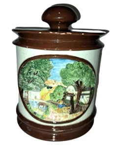 Vintage Hershey Molds Ceramic Cookie Jar Country Farm House Scene - Bild 1 von 11