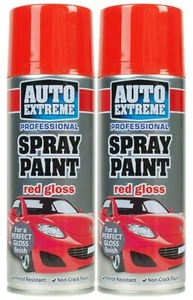2x 400ML Aerosol Red Gloss Spray Gloss Finish Paint Interior Exterior Garage Can - Picture 1 of 8