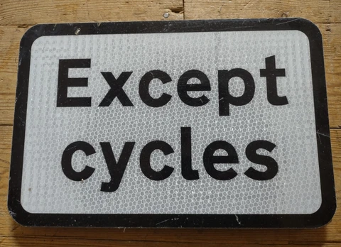 EXCEPT CYCLES - METAL ROAD SIGN - Bicycle Shop Mancave Road Route Cycling Cool Cover