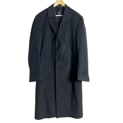 Sobretudo Stafford masculino vintage lã preta peito único tamanho 40 longo - Imagem 1 de 4