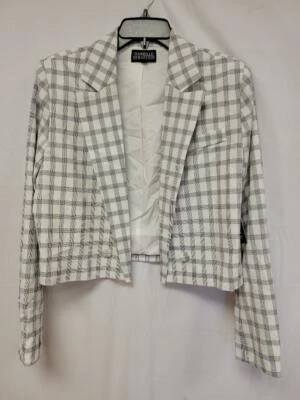 MSRP $99 Danielle Bernstein Womens Blazer White Plaid Size M - Image 1 of 2