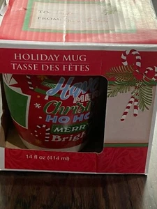 Holiday Mug 14oz Have A Merry Christmas Ho Ho Ho Merry Bright Royal Norfolk PG03 - Picture 1 of 8