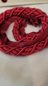 BRIGHT CHERRY RED BRAIDED LIP CORD BY THE YARD - Picture 1 of 3