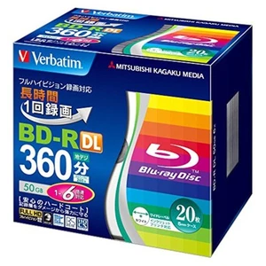 20 Verbatim Bluray Disc 50 GB BD-R Dual Layer 6x Speed Inkjet Printable Spindle - Photo 1/4