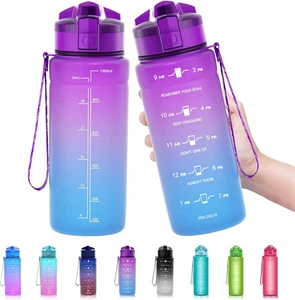 ZOUNICH Botella Agua Deporte, Botella Agua Niños Sin BPA Reutilizable Plástico T - Imagen 1 de 12
