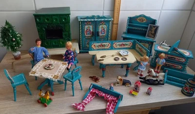 Puppenhaus, Puppenstube, altes Zubehör, Möbel, wenig bespielt, Lot 1 Wohnzimmer - Bild 1 von 4