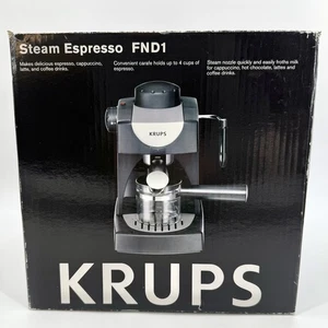 Krups 4-Cup Steam Espresso FND1 Black Coffee Maker Carafe Nozzle Froth Compact - Picture 1 of 13