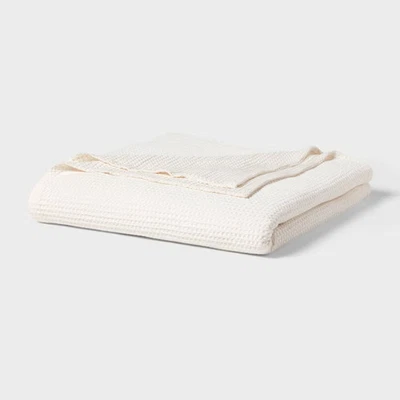 King TENCEL Lyocell Waffle Bed Blanket Ivory - Threshold