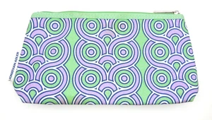 Clinique x Jonathan Adler Kosmetiktasche grün lila geometrisches Muster Reißverschluss - Bild 1 von 9